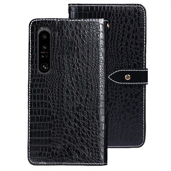 IDEWEI Stand Cover för Sony Xperia 1 V PU Läder Telefonfodral Crocodile Texture Plånboksskal