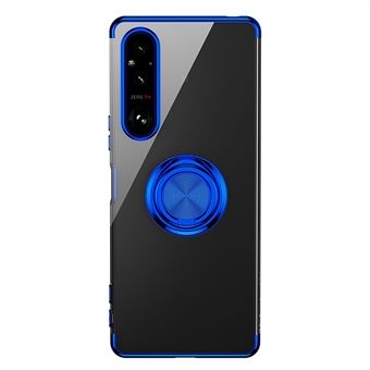 För Sony Xperia 1 V galvanisk TPU-telefonfodral med Ring Anti-fall bakstycke