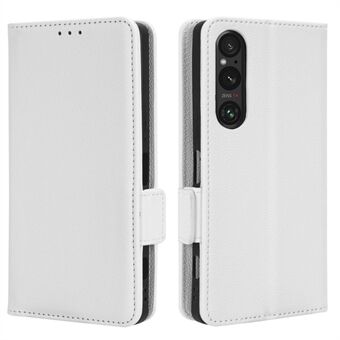 Telefonfodral till Sony Xperia 1 V Anti-drop Litchi Texture Stand PU Läder plånboksfodral