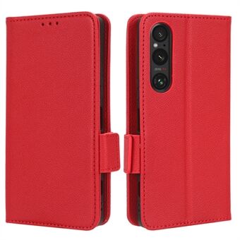 Telefonfodral till Sony Xperia 1 V Anti-drop Litchi Texture Stand PU Läder plånboksfodral