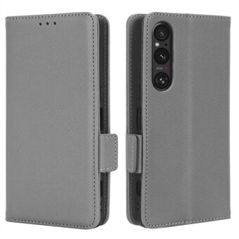 Telefonfodral till Sony Xperia 1 V Anti-drop Litchi Texture Stand PU Läder plånboksfodral