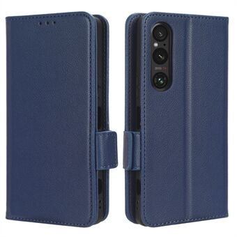 Telefonfodral till Sony Xperia 1 V Anti-drop Litchi Texture Stand PU Läder plånboksfodral