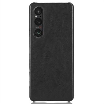 För Sony Xperia 1 V PU-läder + hård PC-skal Litchi Texture Ultratunt skyddande telefonfodral