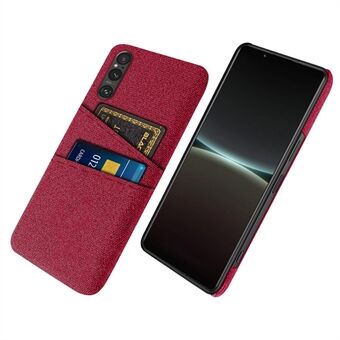 Telefonfodral med dubbla korthållare för Sony Xperia 1 V, hård PC + telefonbaksida i tyg