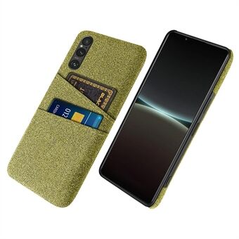 Telefonfodral med dubbla korthållare för Sony Xperia 1 V, hård PC + telefonbaksida i tyg