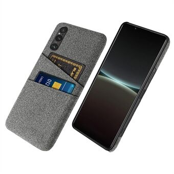 Telefonfodral med dubbla korthållare för Sony Xperia 1 V, hård PC + telefonbaksida i tyg