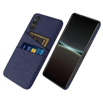 Telefonfodral med dubbla korthållare för Sony Xperia 1 V, hård PC + telefonbaksida i tyg