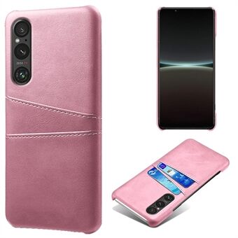 Telefonfodral med dubbla kortplatser för Sony Xperia 1 V, Scratch PU-läderbelagd PC-skal