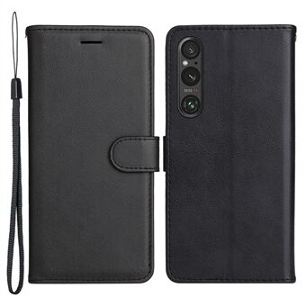 KT Leather Series-2 för Sony Xperia 1 V Stötsäker PU-läderskal i enfärgad Stand Telefonfodral Plånbok