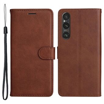 KT Leather Series-2 för Sony Xperia 1 V Stötsäker PU-läderskal i enfärgad Stand Telefonfodral Plånbok