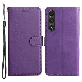 KT Leather Series-2 för Sony Xperia 1 V Stötsäker PU-läderskal i enfärgad Stand Telefonfodral Plånbok