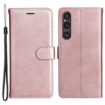 KT Leather Series-2 för Sony Xperia 1 V Stötsäker PU-läderskal i enfärgad Stand Telefonfodral Plånbok