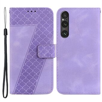 Telefonplånboksfodral med 7-formstryck för Sony Xperia 1 V, PU- Stand Smartphone-fodral