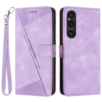 Plånbok Ställ Telefonfodral för Sony Xperia 1 V, PU-läder Triangelmönstrat Telefonfodral