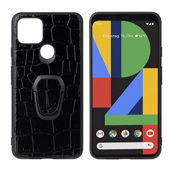 PC + TPU + PU-läder med fingerhållare för Google Pixel 5