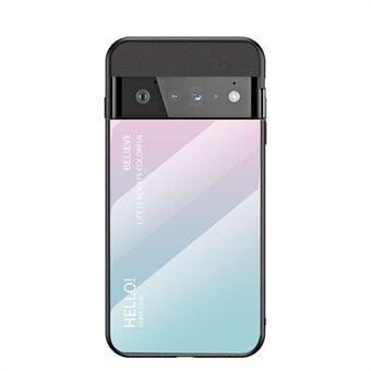 Gradienttempererat glas baksida repfri mjuk TPU-kant anti-drop mobilfodral för Google Pixel 6 Pro.