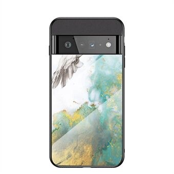 Marmorelegant Design Helkroppsskydd Gradient Hårdhärdat Glas + Mjuk TPU-stöttålig Skyddande Telefonfodral för Google Pixel 6 Pro