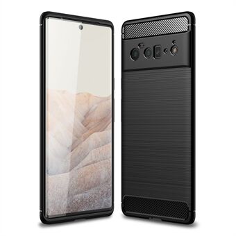 Kolfiberborstad textur Stöttålig Anti-Fingeravtryck Flexibel mjuk TPU-skyddande telefonfodral för Google Pixel 6 Pro