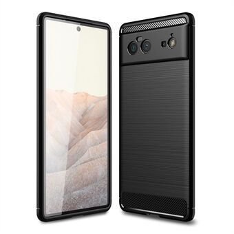 Kolfiberborstad textur, lätt, tunn, represistent, flexibel och mjuk TPU-telefonfodral för Google Pixel 6.