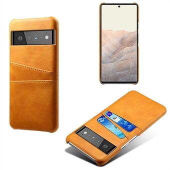 KSQ PU-läder + PC Combo-stiligt skal med dubbla kortplatser på baksidan och tunt, hårt skal för Google Pixel 6 Pro.