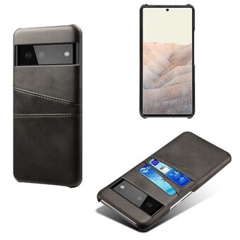 KSQ PU-läder + PC Combo Hållbart Anti-fall Dubbel Bakre Korthållare Design Hårt Telefonskal för Google Pixel 6.