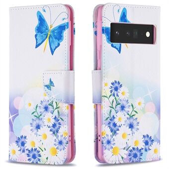 Mönstertryckning PU-läder plånboksfodral med magnetisk stängning, stötsäker TPU-innerflikstöd för Google Pixel 6 Pro.
