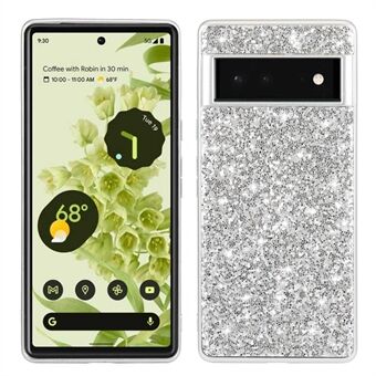 Glitter Elektropläterad TPU-stötfångare + hård PC-bakpanel hybrid telefonfodral för Google Pixel 6 Pro.