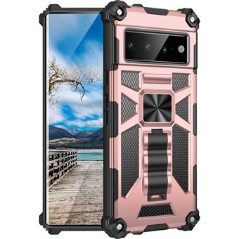 Hybrid hård PC mögel TPU-stötsäkert skyddsskal med bilhållare kickstand för Google Pixel 6 Pro.