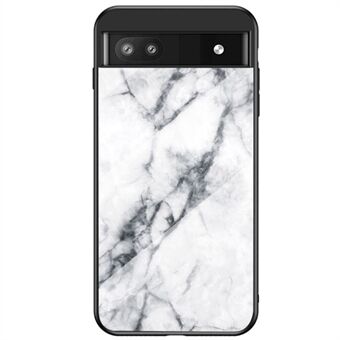 Marmor mönster Stötskyddande TPU-telefonfodral anti-rep Tåligt glas+PC bakomloppa för Google Pixel 6a.