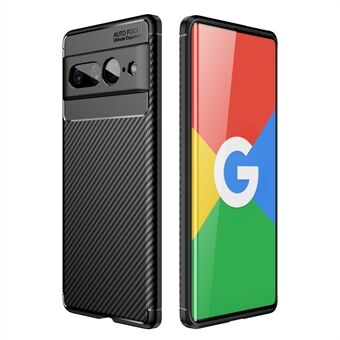 För Google Pixel 7 Pro kolfiberstrukturantiskrapskyddsfodral i flexibel TPU för mobiltelefon.