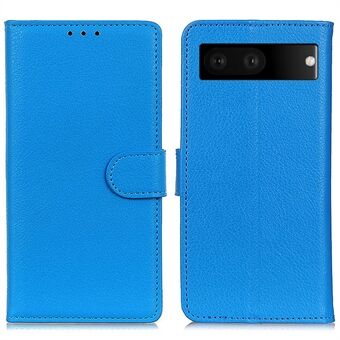 För Google Pixel 7 Litchi Texture PU Läder Folio Flip-fodral Plånbok Visa Stativ Telefonfodral