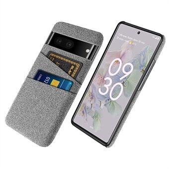 Tygtexturtelefonfodral för Google Pixel 7, reptåligt hårt PC-skydd med dubbla kortplatser.