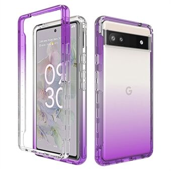 För Google Pixel 6a Transparent TPU + PC telefonfodral Stiligt Gradientfärgat Antiridsskyddande skal