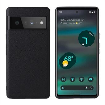 För Google Pixel 6a stöttåligt telefonfodral med texturerat PU-läderbelagd TPU+PC-ryggskydd mot repor.