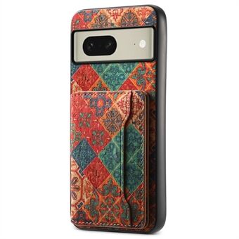 För Google Pixel 8-fodral med blommönster, korthållare, PU+TPU+PC-ställfunktion telefonfodral