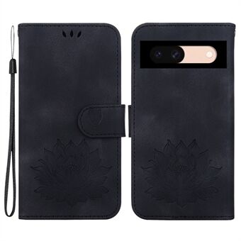 För Google Pixel 8a skal PU-läder Folio Flip-telefonfodral Lotusmönster