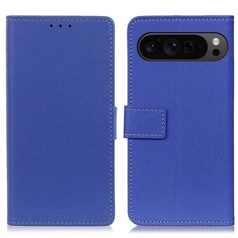 För Google Pixel 9 Pro XL Texturerad Parti Telefonfodral PU Läder Telefonstativ Skydd - Blå