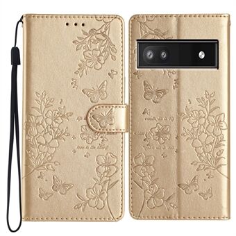 För Google Pixel 8a Plånboksfodral Fodral Fjäril Blommönster Ställ Läderöverdrag