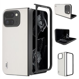 ABEEL För Google Pixel Fold 2 Fodral Äkta Kohud PC Telefonfodral Svart Kant