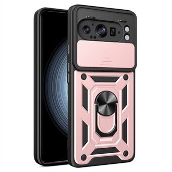 För Google Pixel 9 Pro XL Fodral med Skjutbart Kameralock PC+TPU Ställfunktion Telefon Skal