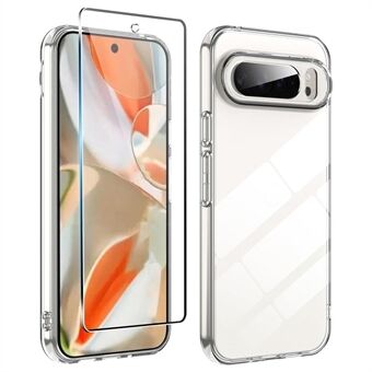 För Google Pixel 9 Pro XL Transparent TPU Repfri Telefonfodral + 2.5D Arc Edge Skärmskydd