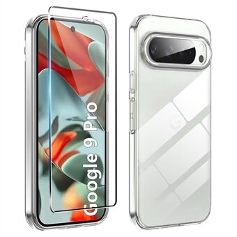 För Google Pixel 9 / 9 Pro Transparent TPU Reptåligt Telefonskal + 2.5D Bågad Kant Skärmskydd