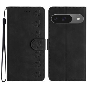 För Google Pixel 9 / Pixel 9 Pro Fodral Präglad Fjäril Läder Plånbok Telefonfodral