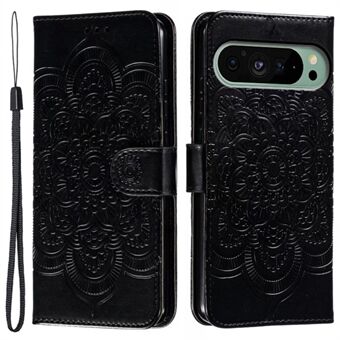 För Google Pixel 9 Pro / Pixel 9 Fodral PU Läder Mandala Präglad Design Plånbok Telefonfodral