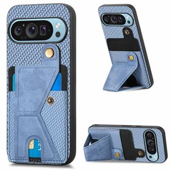 För Google Pixel 9 Pro XL Fodral K-formad Stativfunktion Läder+PC+TPU Telefonfodral