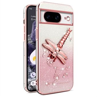 KADEM För Google Pixel 8 Fodral Trollslända Ställfunktion TPU Blommor Glitter Telefonfodral