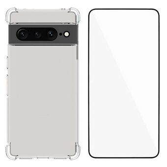 WANLONFENG WL-serien för Google Pixel 7 Pro 5G Skal 2,0 mm Klar TPU-överdrag med Härdat Glasfilm (Stort Objektivhål)