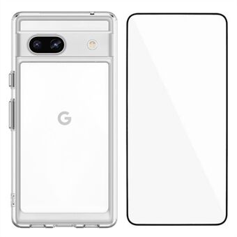 WANLONFENG MF-serien för Google Pixel 7a-fodral TPU + akrylfodral för mobil med härdat glasfilm