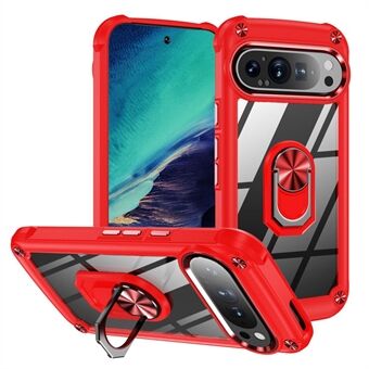 För Google Pixel 9 Pro / Pixel 9 Skal Alloy Lens Frame PC + TPU Kickstand Telefon Baksidesskydd