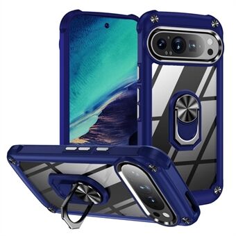 För Google Pixel 9 Pro XL-fodral Alloy Lens Frame PC + TPU Kickstand Telefonbaksida Täcke